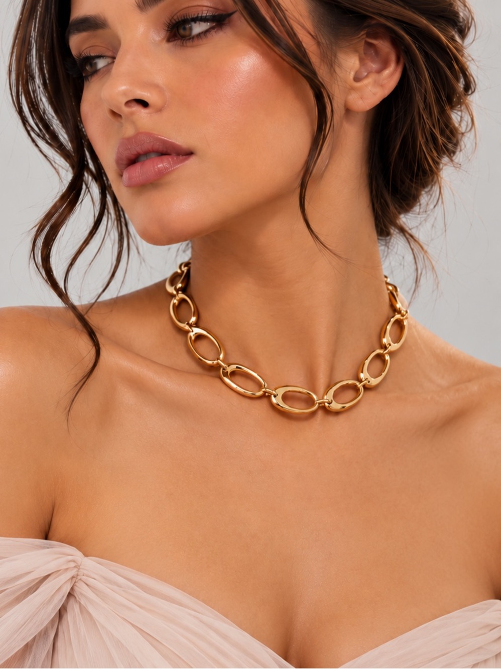 Gold Link Chain Necklace - Elegant Women's Jewelry